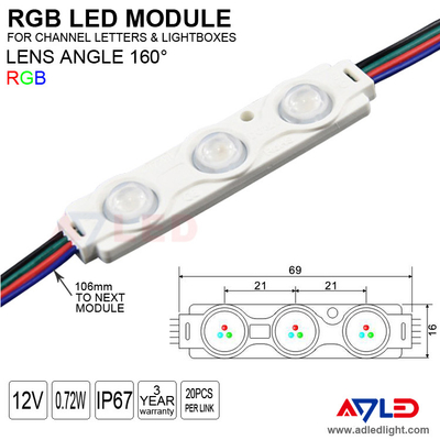 Modul RGB LED beleuchtet die wasserdichte Farbe Hintergrundbeleuchtung SMD 5050 Signage-3, die 12 Volt ändert