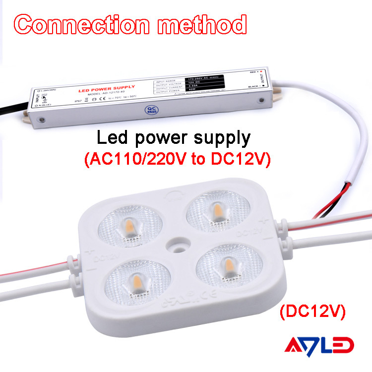 12V 4W LED-Injektionsmodul für die Außenwerbung SMD 2835 quadratisch 4 LED-Modul hoher Qualität
